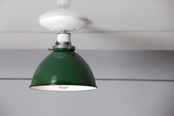 Green Metal Shade Light Semi Flush Mount Lamp