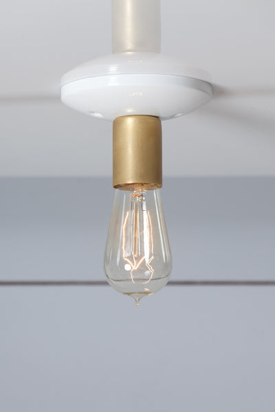 Brass and White Mid Century Ceiling Light
