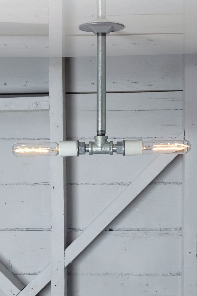 Pendant Pipe Light - Double Bare Bulb Lamp - Industrial Light Electric - 1