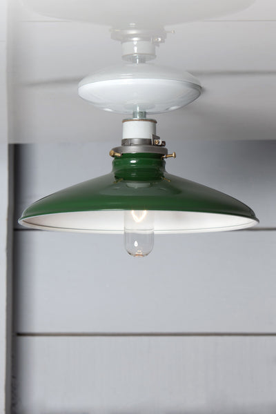 Industrial Metal Shade Light - 10in Green Shade Lamp - Semi Flush Mount - Industrial Light Electric - 1