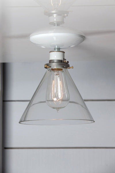 Glass Cone Shade Light - Semi Flush Mount - Industrial Light Electric - 1