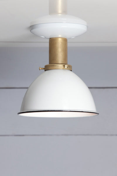 White Shade - Brass Ceiling Mount Light