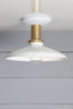 White Metal Shade Light 10in - Brass Base Lamp