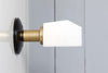 Mid Century Brass Sconce with Milk Glass