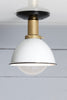 Semi Flush Mount Brass White Enamel Shade Light