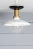 White Metal Shade Light 10in - Brass Base Lamp