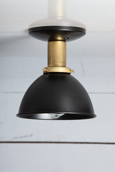 Matte Flat Black Shade - Brass Ceiling Mount