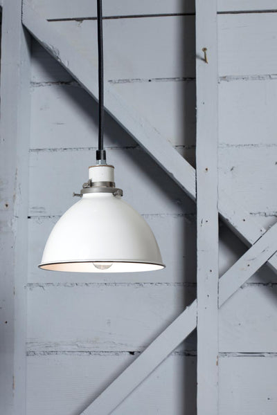 White Farmhouse Metal Shade Pendant Light