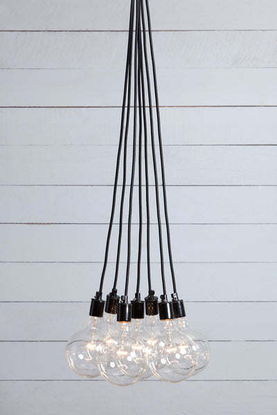 Color Cord Chandelier - 7 Bare Bulb Fixture