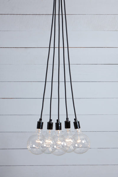 Bare Bulb Chandelier - 5 Light Cluster