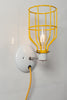 Industrial Wall Light - Yellow Wire Cage Lamp - Plug In - Industrial Light Electric - 2