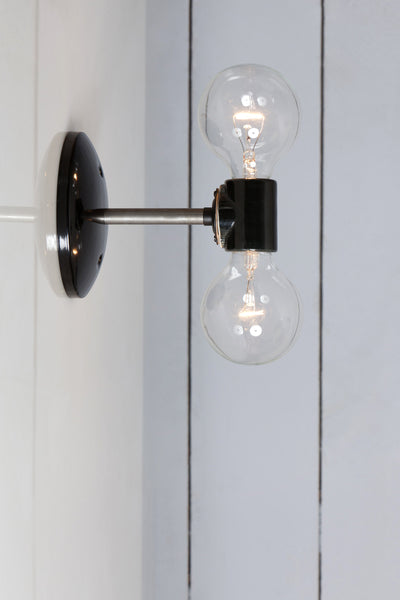 Double Steel Wall Sconce Light - Bare Bulb Lamp