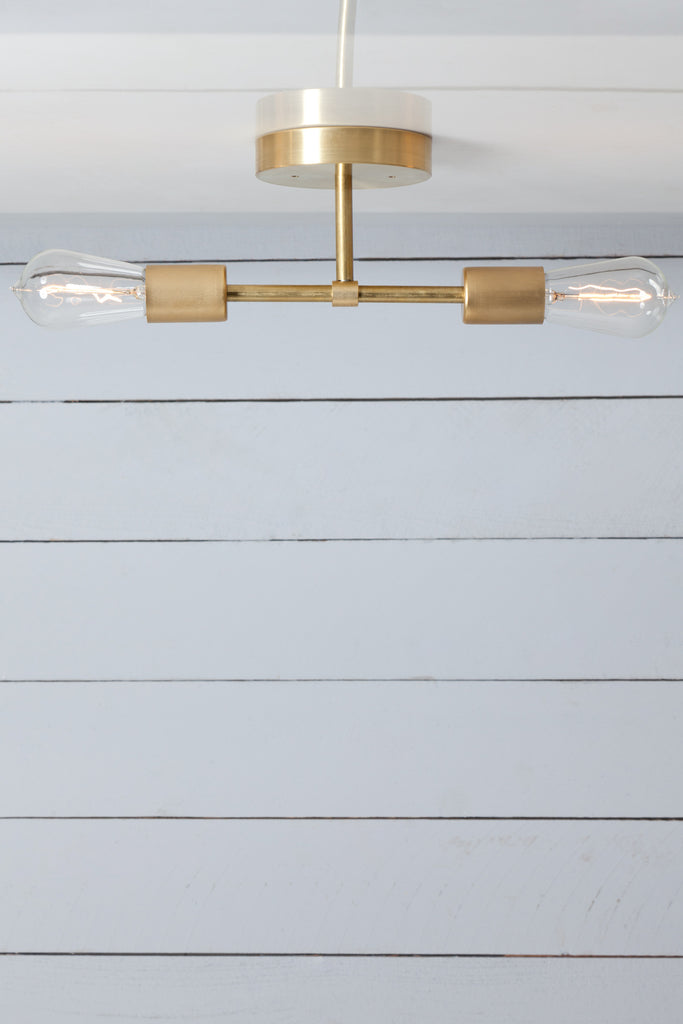 Double Brass Semi Flush Mount - Ceiling Light