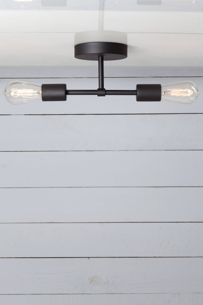 Double Matte Flat Black Semi Flush Mount - Ceiling Light