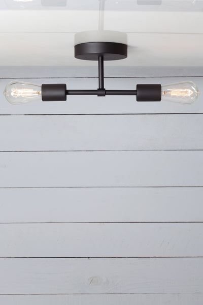 Double Matte Flat Black Semi Flush Mount - Ceiling Light