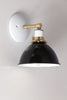 Farmhouse Black White and Brass Wall Sconce