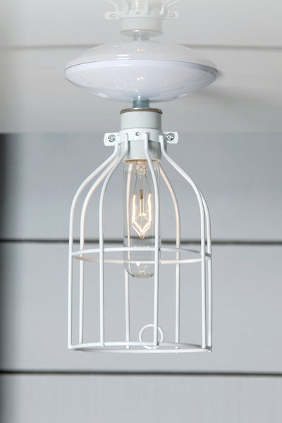 White Cage Light - Ceiling Mount - Industrial Lighting - Industrial Light Electric - 1