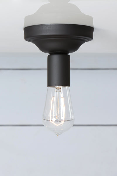 Matte Flat Black Ceiling Light - Vintage Lighting