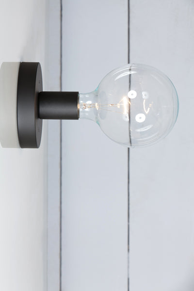 Matte Flat Black Wall Sconce - Bare Bulb Light