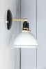 White Shade with Black Base and Brass Wall Sconce Light