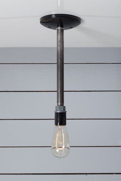 Black Pipe Pendant Light - Bare Bulb Lamp