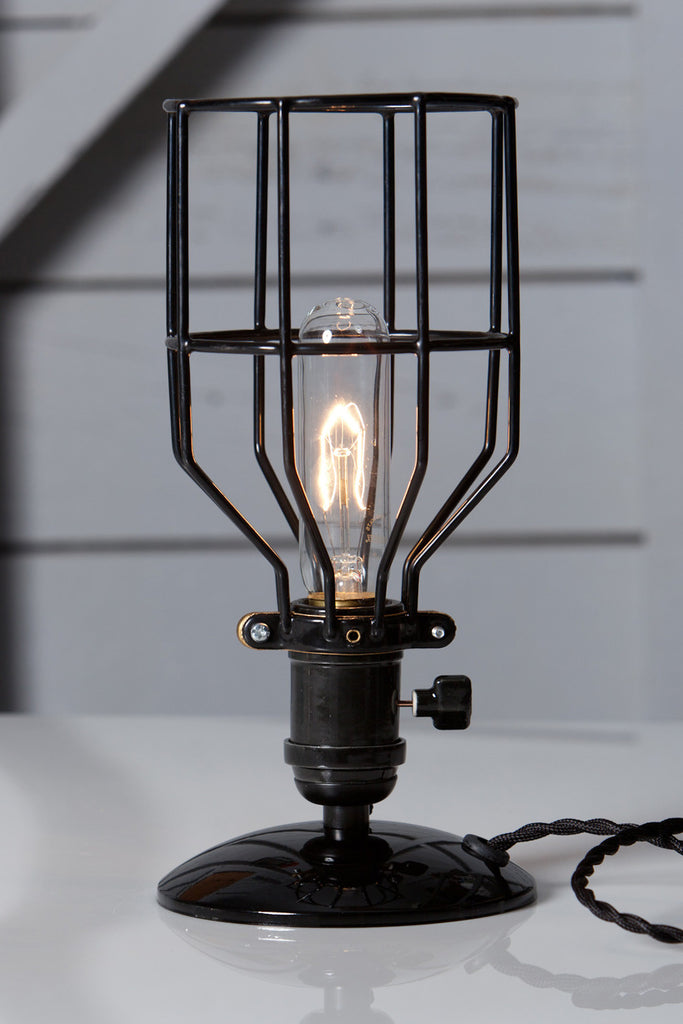 Industrial Desk Lamp - Black Wire Cage Table Light - Industrial Light Electric - 1