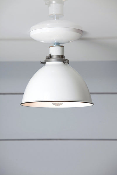 White Metal Shade Light - Semi Flush Mount Lamp - Industrial Light Electric - 1