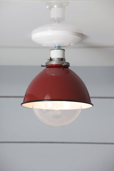 Red Metal Shade Light - Semi Flush Mount Lamp - Industrial Light Electric - 1