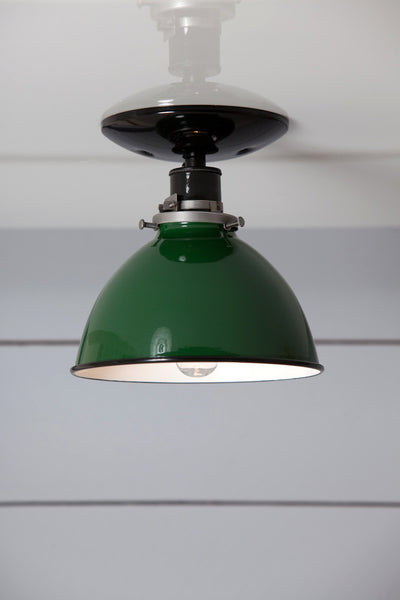 Green Metal Shade Light - Semi Flush Mount Lamp - Industrial Light Electric - 1