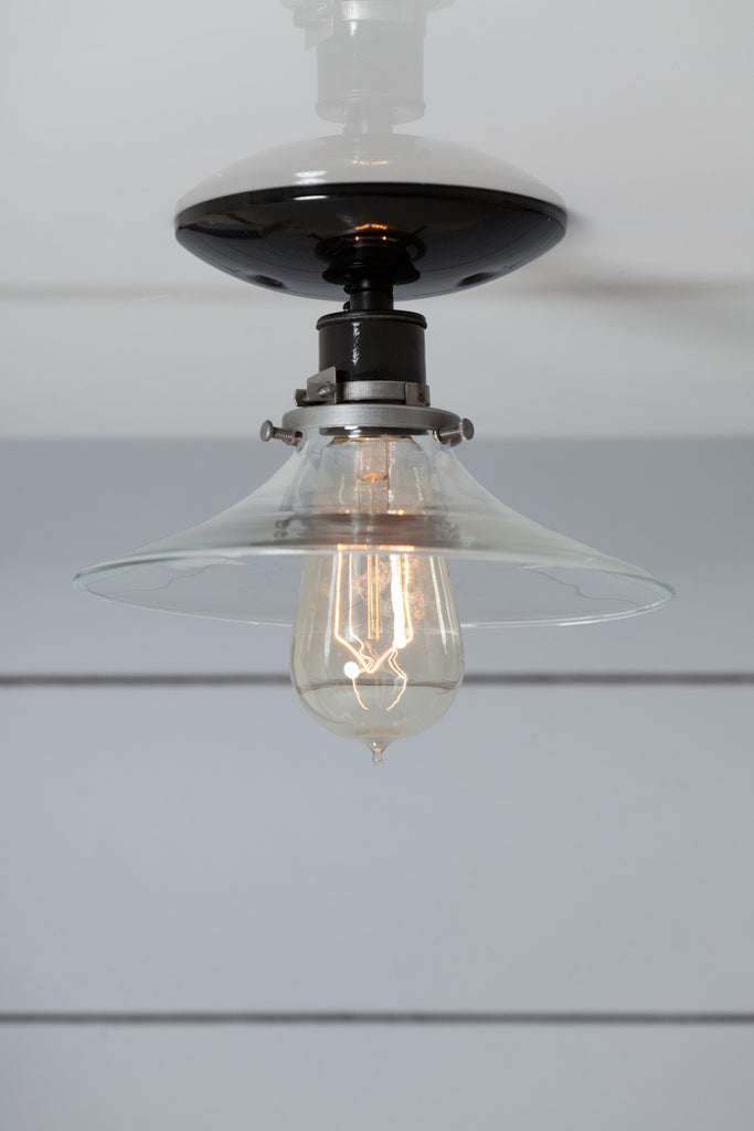 Flat Glass Shade Light - Industrial Ceiling Mount Lamp - Semi Flush Mount - Industrial Light Electric - 3