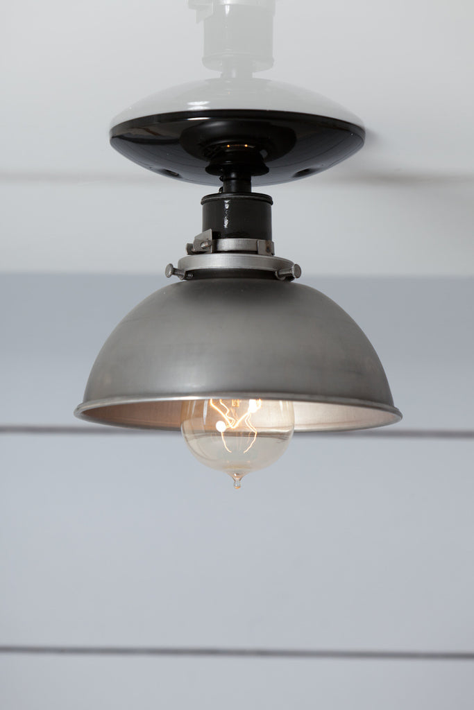 Steel Metal Dome Shade Light - Semi Flush Mount Ceiling Lighting - Industrial Light Electric - 1