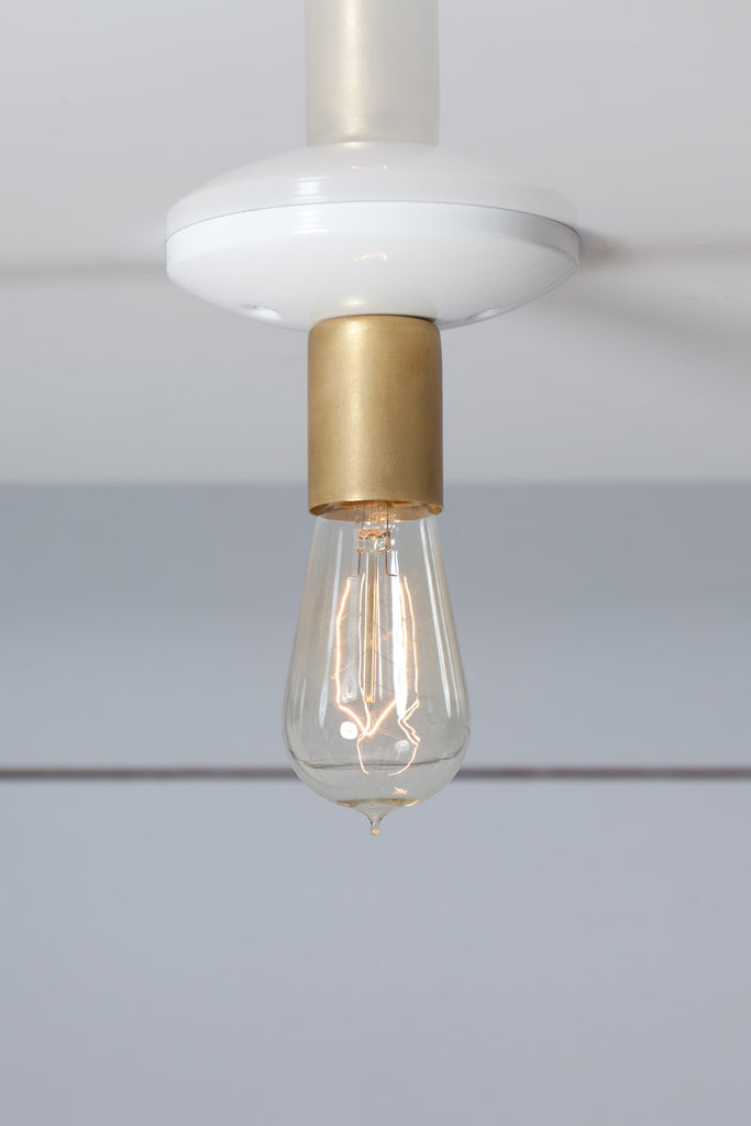 Brass and White Mid Century Ceiling Light