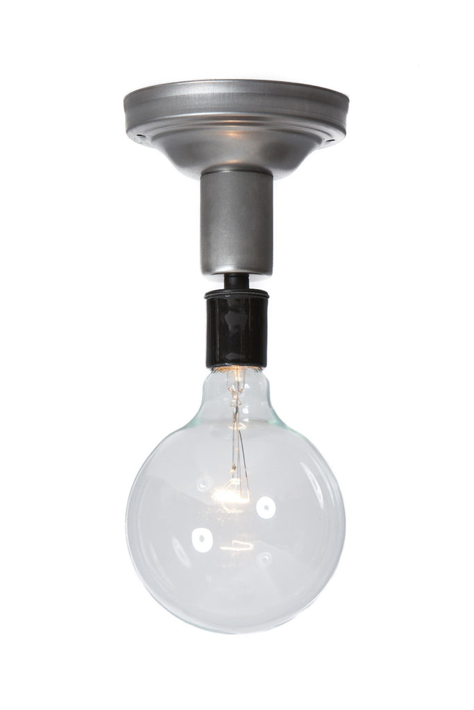 Steel Semi Flush Light - Vintage Bare Bulb Lamp - Industrial Light Electric - 8