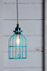 Industrial Pendant Lighting - Turquoise Blue Wire Cage Light - Industrial Light Electric - 1