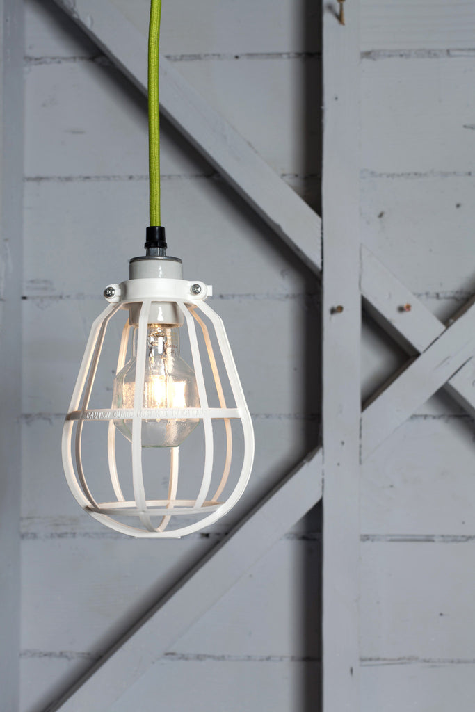 Industrial Modern Pendant - White Cage Light - Industrial Light Electric - 1
