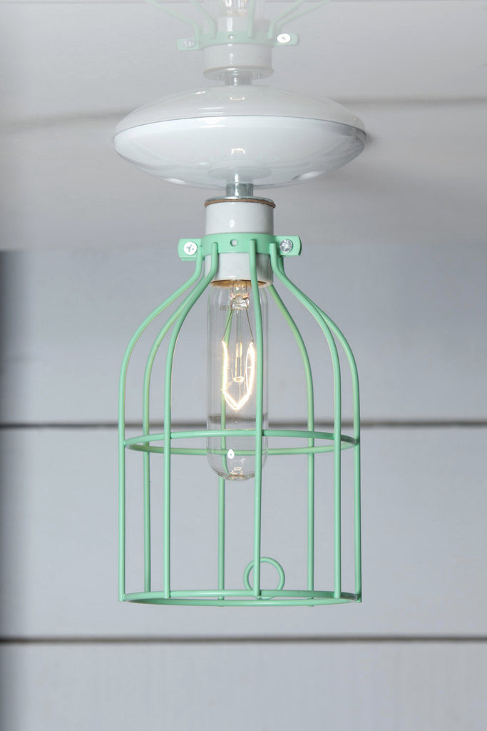Industrial Lighting - Mint Green Cage Light - Ceiling Mount - Industrial Light Electric - 1