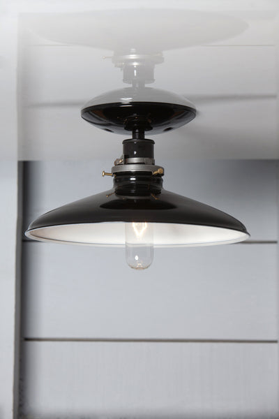 Industrial Metal Shade Light - 10in Black Shade Lamp - Semi Flush Mount - Industrial Light Electric - 1