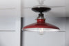 Industrial Metal Shade Light - 10in Red Shade Lamp - Semi Flush Mount - Industrial Light Electric - 2