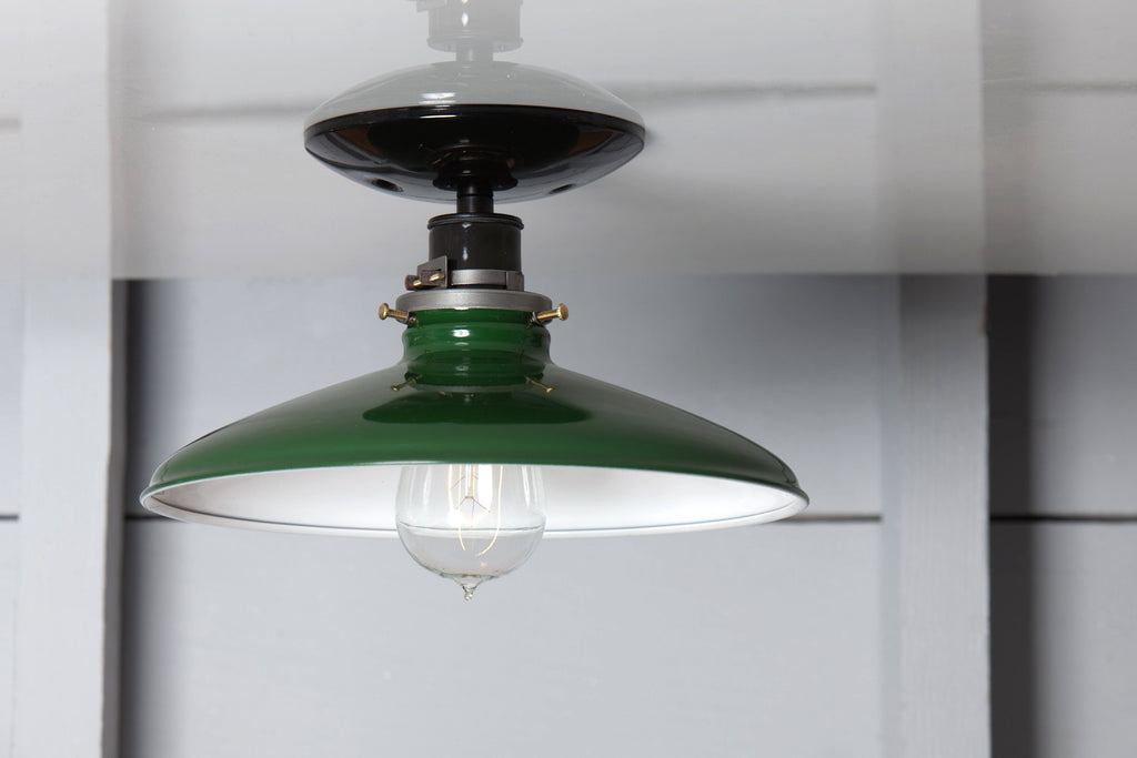Industrial Metal Shade Light - 10in Green Shade Lamp - Semi Flush Mount - Industrial Light Electric - 2