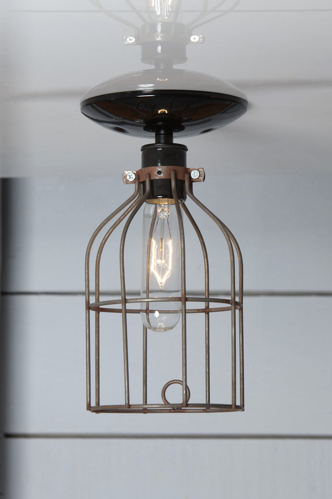 Industrial Lighting - Vintage Metal Cage Light - Ceiling Mount - Industrial Light Electric - 2