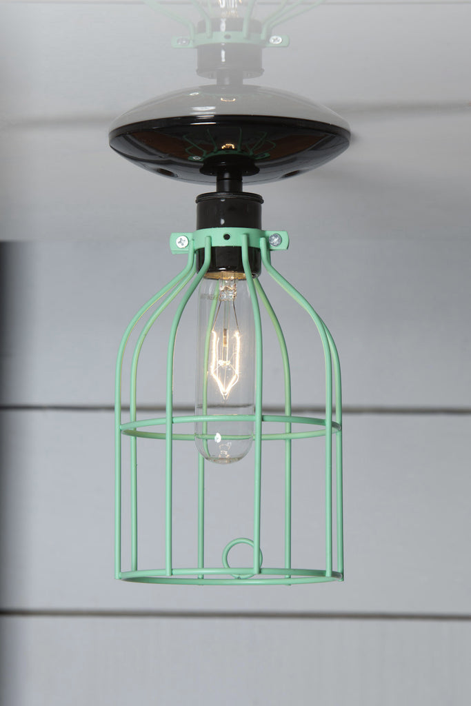 Industrial Lighting - Mint Green Cage Light - Ceiling Mount - Industrial Light Electric - 2