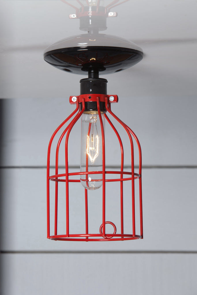 Industrial Lighting - Red Cage Light - Ceiling Mount - Industrial Light Electric - 1