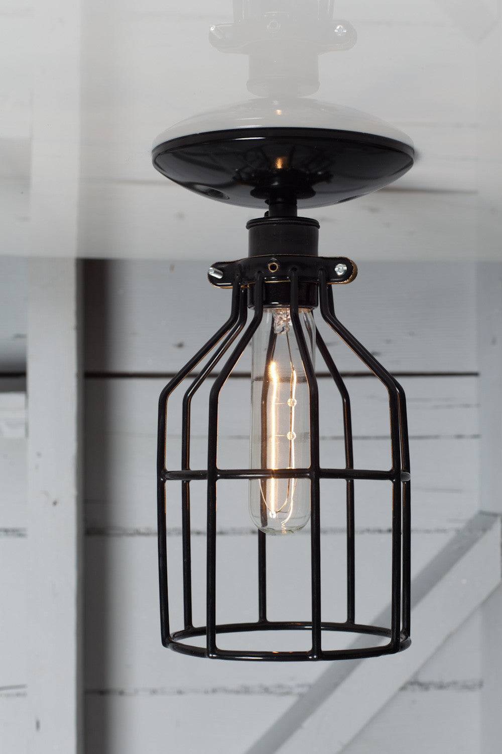 Render eftertænksom fordel Industrial Lighting - Black Cage Light - Ceiling Mount | Industrial Light  Electric