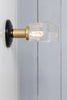 Glass Shade - Brass and Black Wall Sconce 
