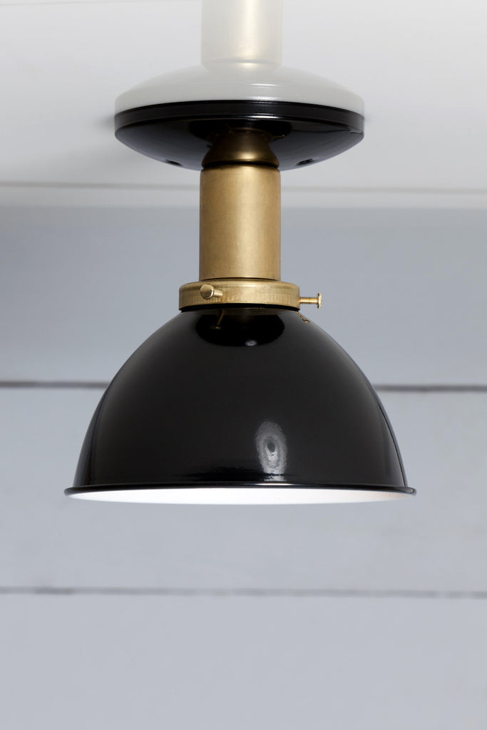 Black Shade - Brass Ceiling Mount Light