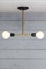Brass Pendant Light - Double Bare Bulb Lamp
