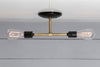 Brass and Black Double Ceiling Mount Light