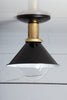 Black and Brass Metal Cone Shade Ceiling Light