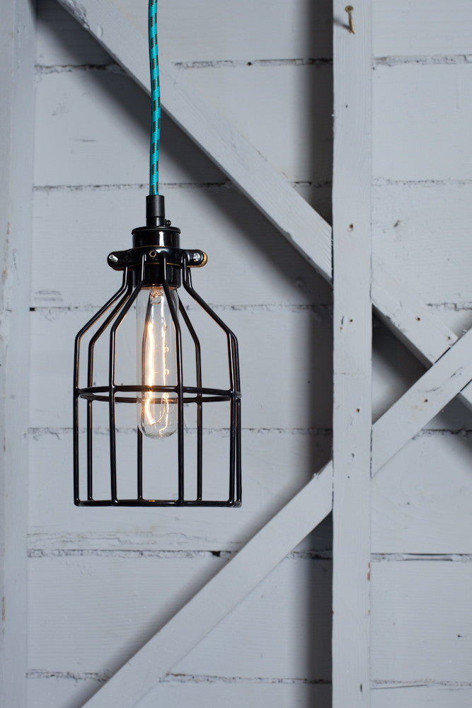 Industrial Pendant Lighting - Black Wire Cage Light - Industrial Light Electric - 1