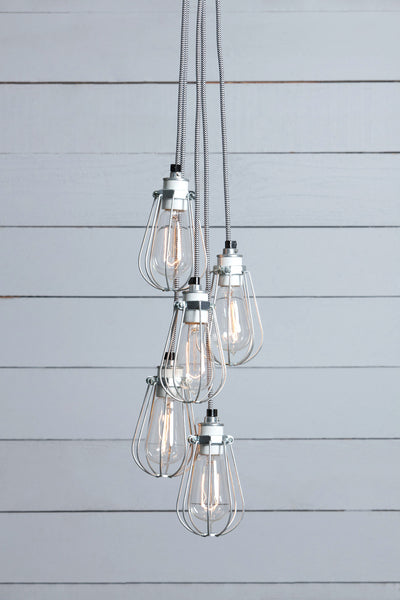 Wire Cage Chandelier - 5 Light Cluster